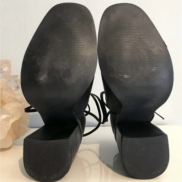 UNIF 94 heel peep toe ankle tie up black leather - Picture 5 of 8